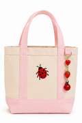 Mini Canvas Tote Bag - Ladybug Strawberry Charm